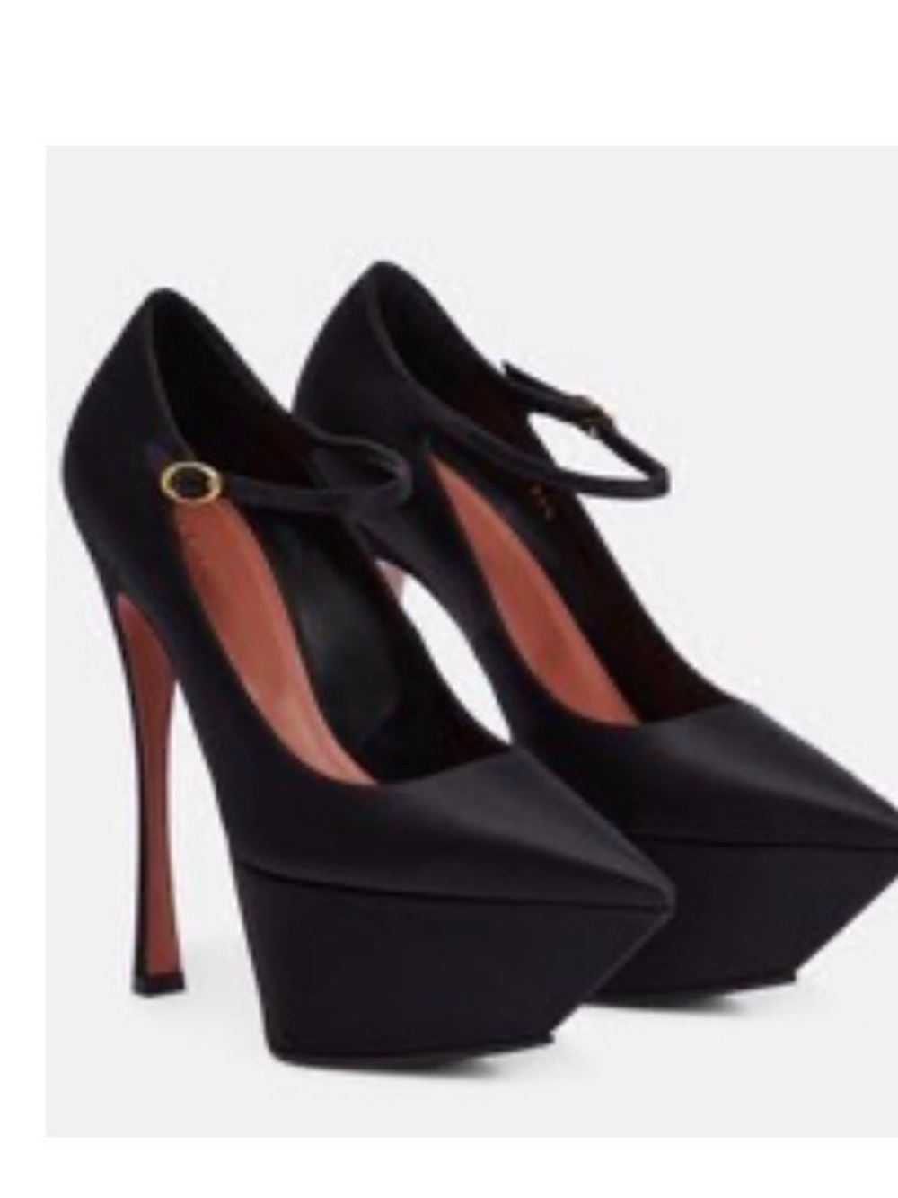 Amina Muaddi Black Mary Jane Platform Pumps
